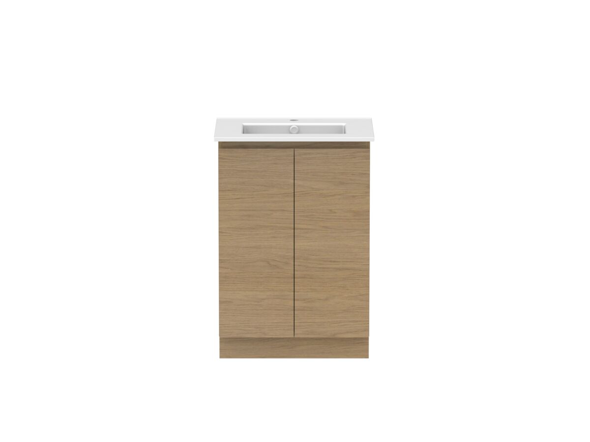 reece Posh Domaine Conventional 600mm Floor Mounted Vanity Centre Basin Matte White Ceramic Top