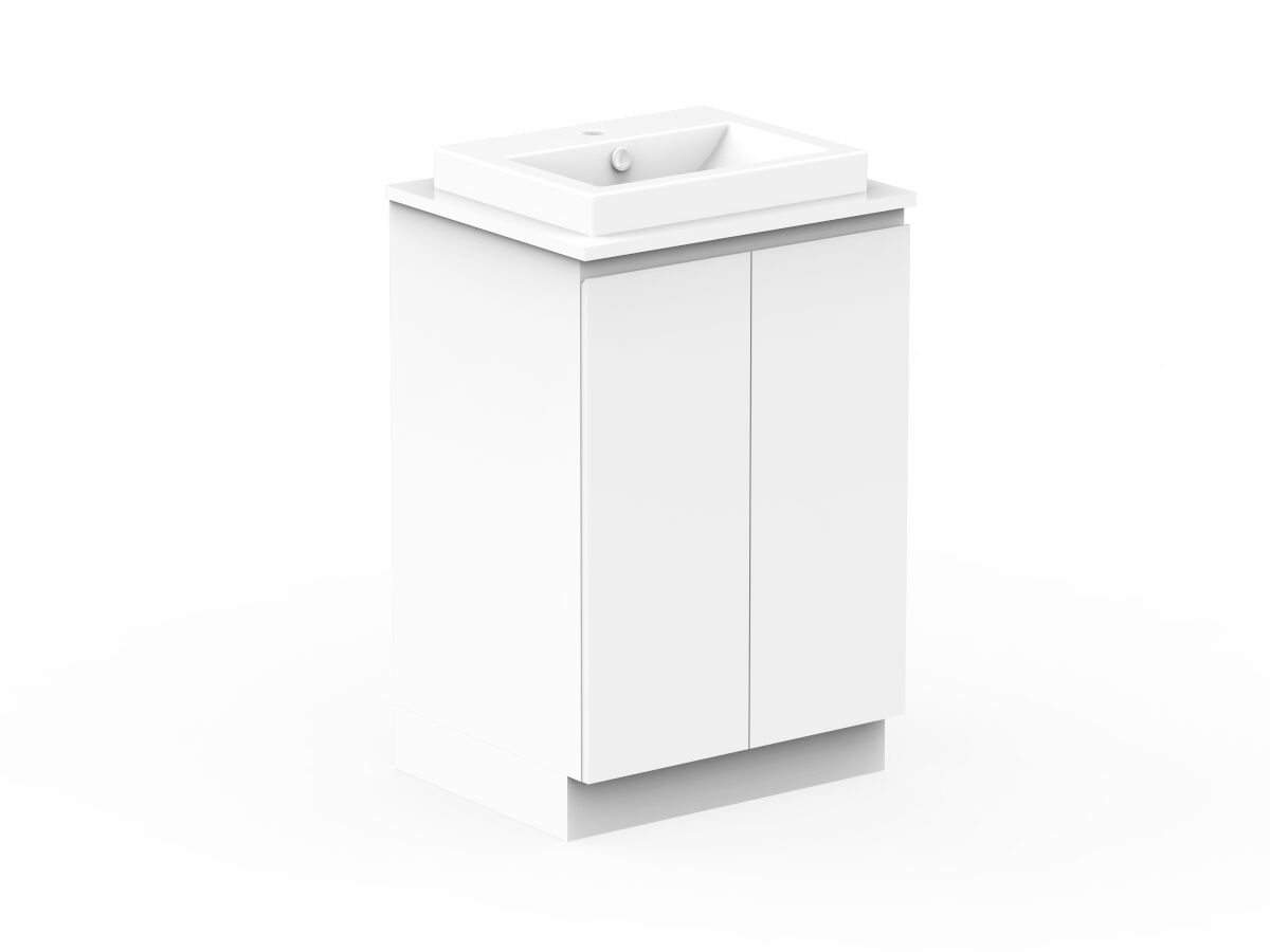 Reece Posh Domaine Conventional 600mm Floor Mounted Vanity Centre Basin 20mm Cherry Pie Top