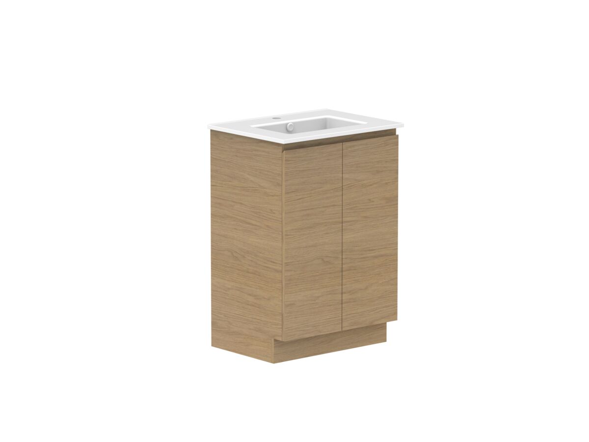 Reece Posh Domaine Conventional 600mm Floor Mounted Vanity Centre Basin Matte White Ceramic Top