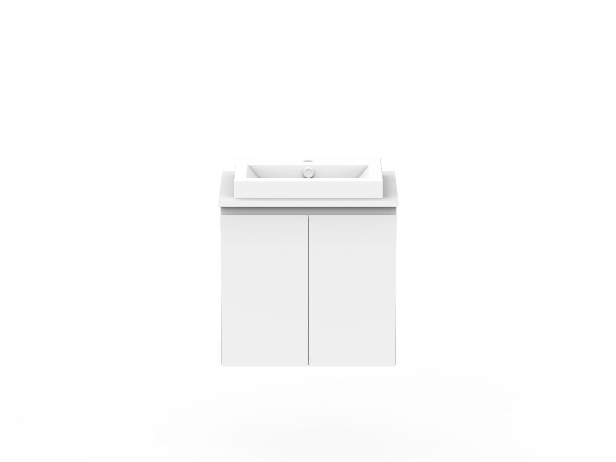 reece Posh Domaine Conventional 600mm Wall Hung Vanity Centre Basin 20mm Cherry Pie Top
