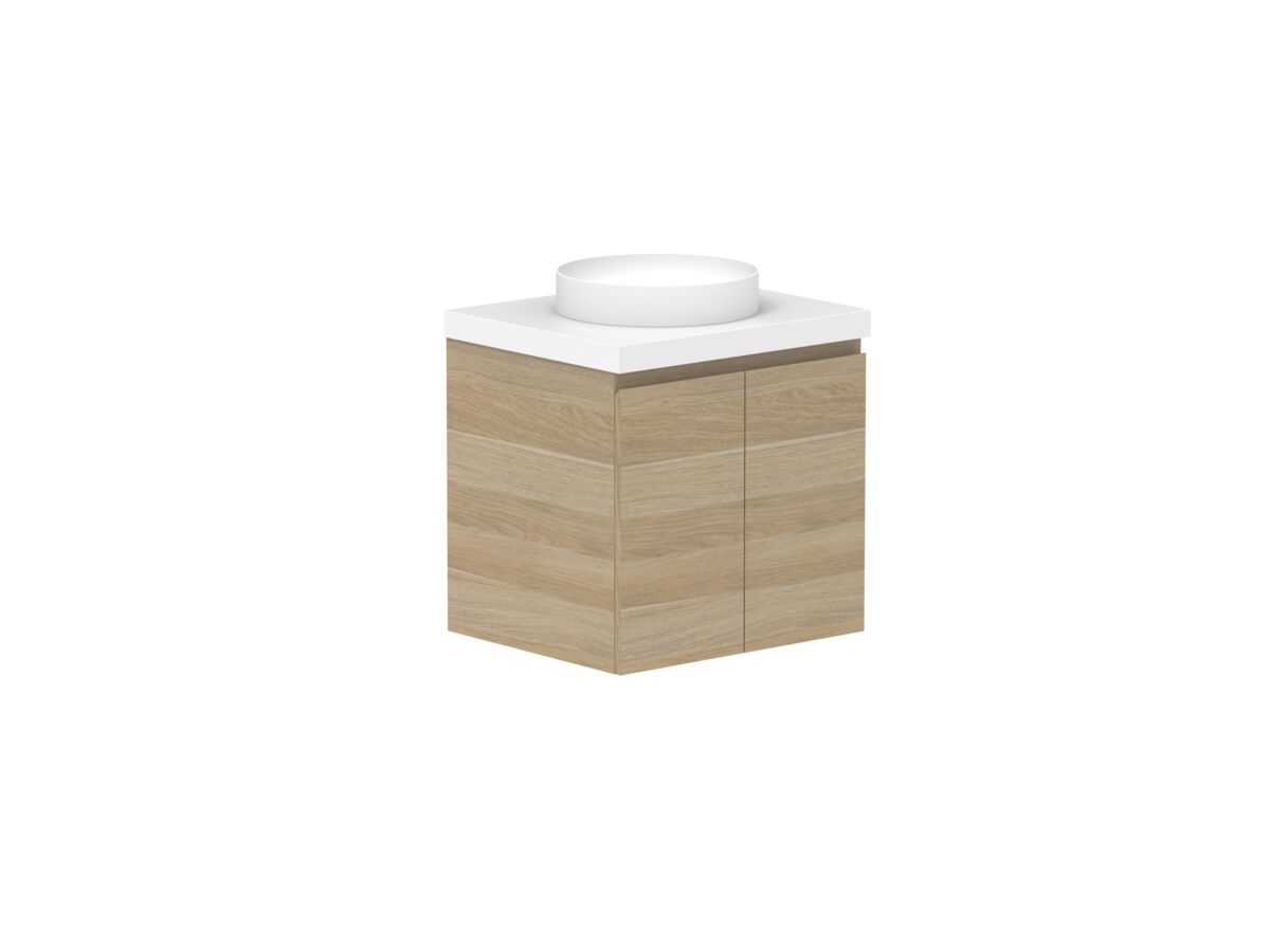 Reece Posh Domaine Conventional 600mm Wall Hung Vanity Centre Basin 50mm Cherry Pie Top