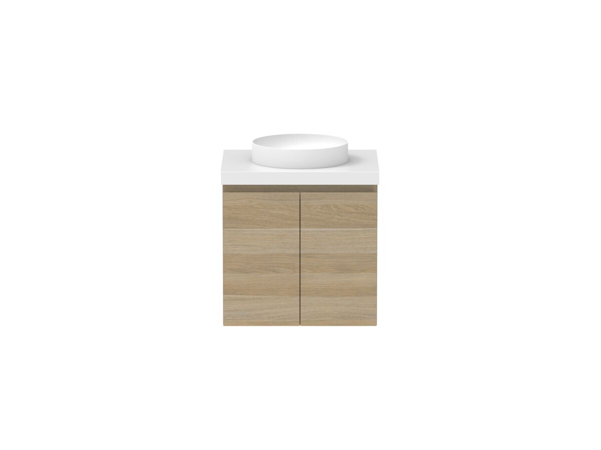 reece Posh Domaine Conventional 600mm Wall Hung Vanity Centre Basin 50mm Cherry Pie Top