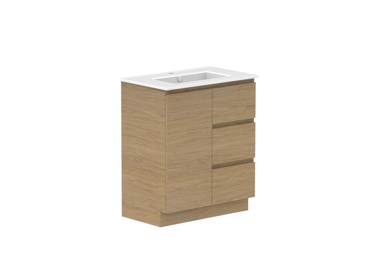 Reece Posh Domaine Conventional 750mm Floor Mounted Vanity Centre Basin Matte White Ceramic Top