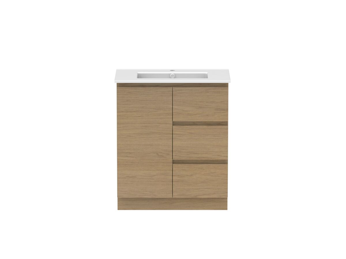 reece Posh Domaine Conventional 750mm Floor Mounted Vanity Centre Basin Matte White Ceramic Top
