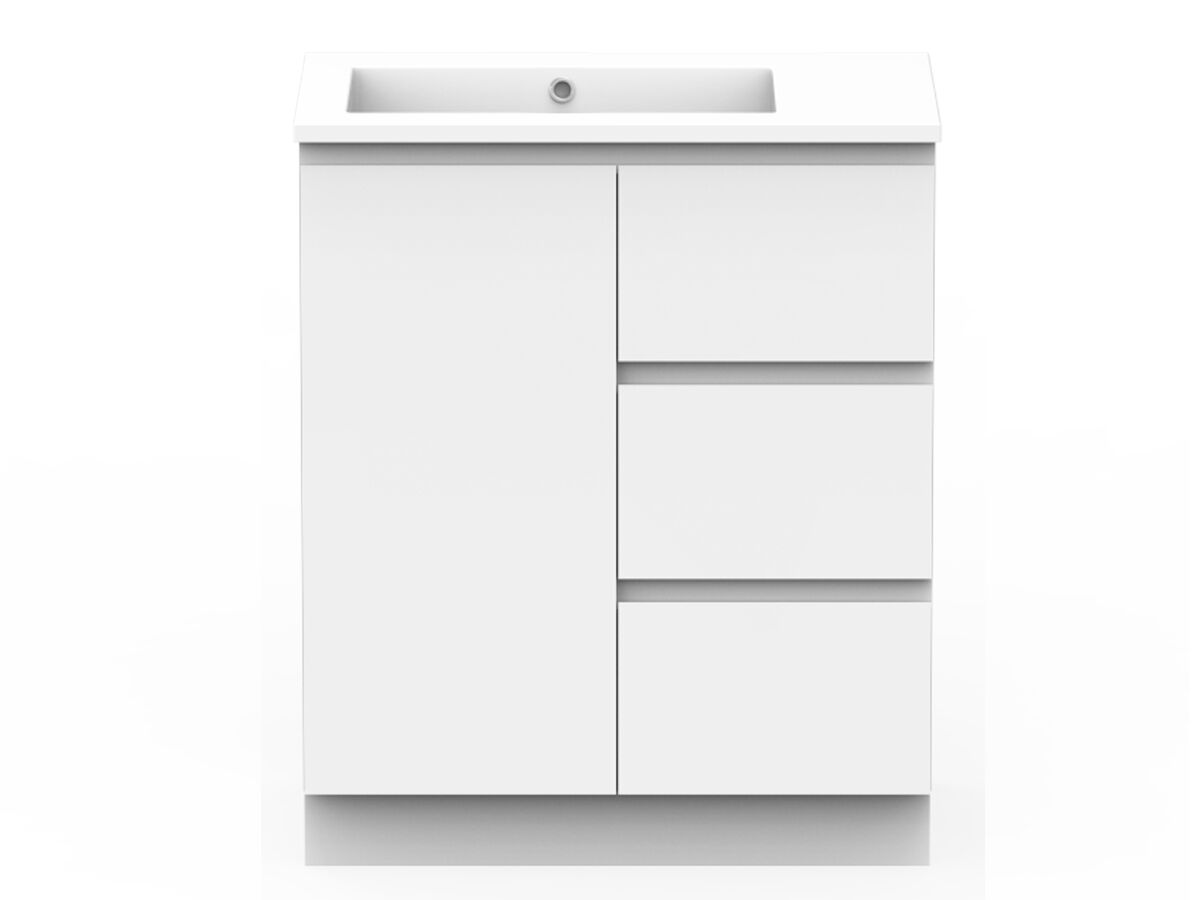 reece Posh Domaine Conventional 750mm Floor Mounted Vanity Left Hand Basin Cast Marble Top
