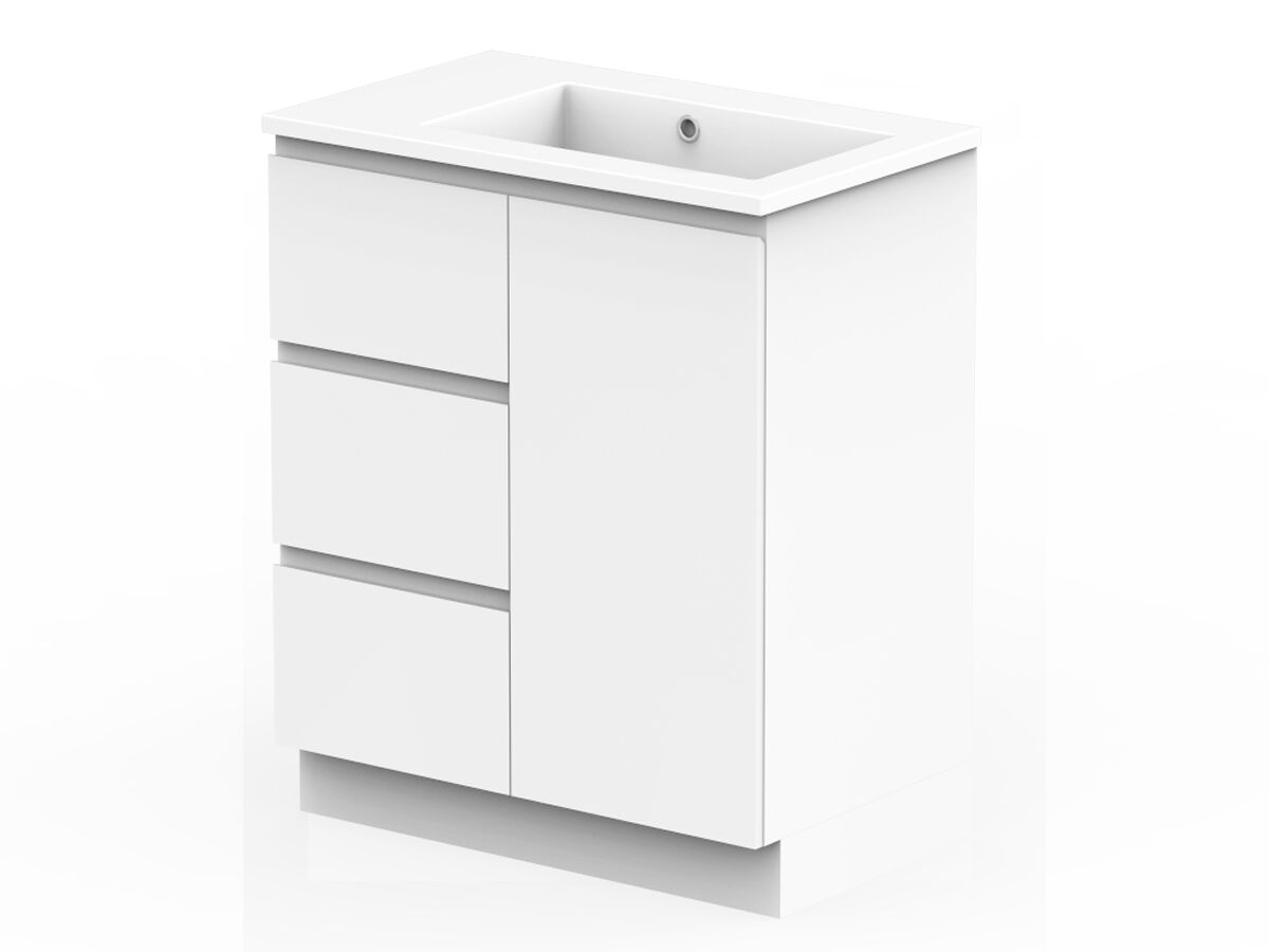 Reece Posh Domaine Conventional 750mm Floor Mounted Vanity Right Hand Basin Cast Marble Top