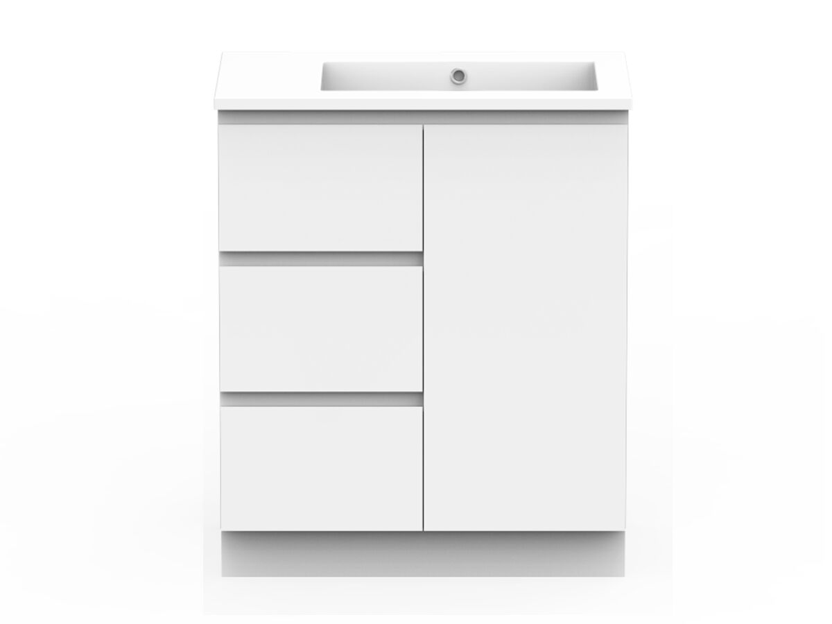 reece Posh Domaine Conventional 750mm Floor Mounted Vanity Right Hand Basin Cast Marble Top