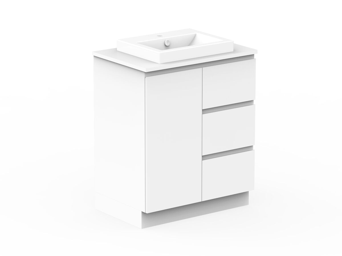 Reece Posh Domaine Conventional 750mm Floor Mounted Vanity Centre Basin 20mm Cherry Pie Top