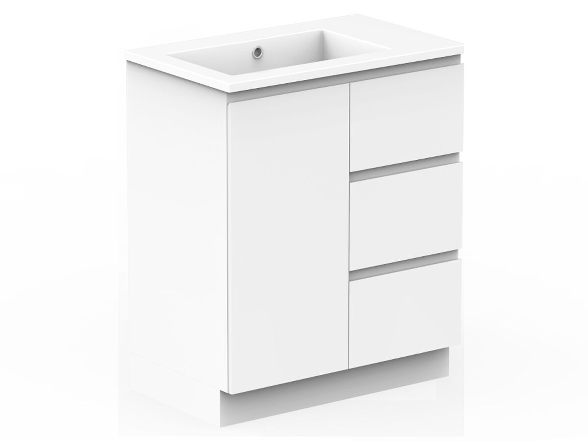 Reece Posh Domaine Conventional 750mm Floor Mounted Vanity Left Hand Basin Cast Marble Top
