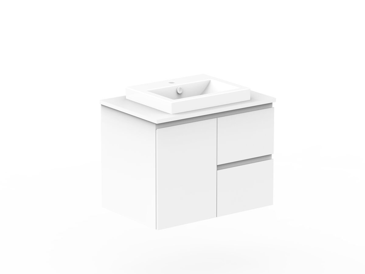 Reece Posh Domaine Conventional 750mm Wall Hung Vanity Centre Basin 20mm Cherry Pie Top