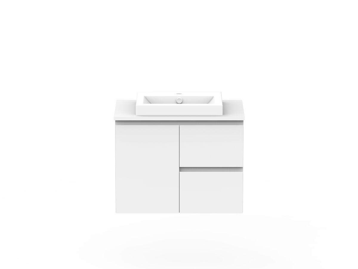 reece Posh Domaine Conventional 750mm Wall Hung Vanity Centre Basin 20mm Cherry Pie Top