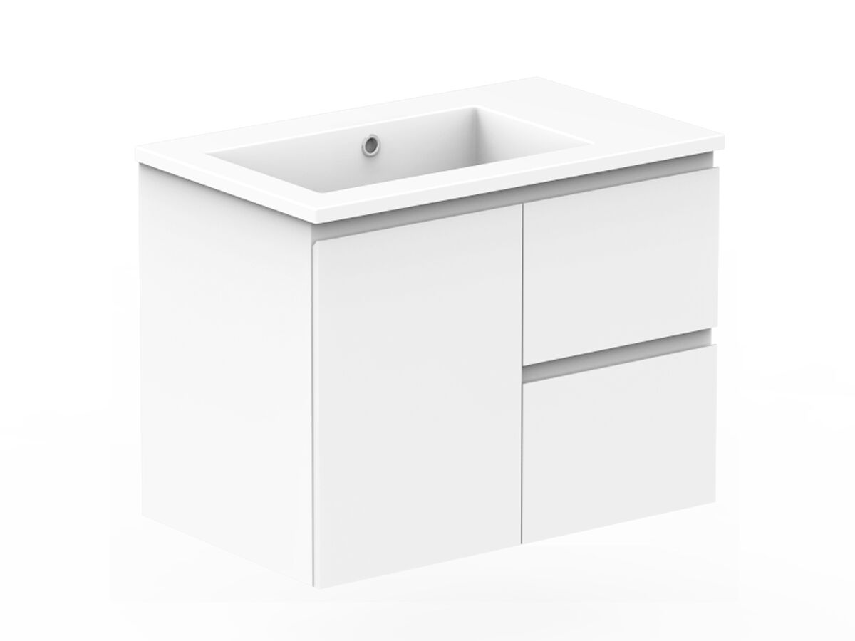 Reece Posh Domaine Conventional 750mm Wall Hung Vanity Left Hand Basin Cast Marble Top