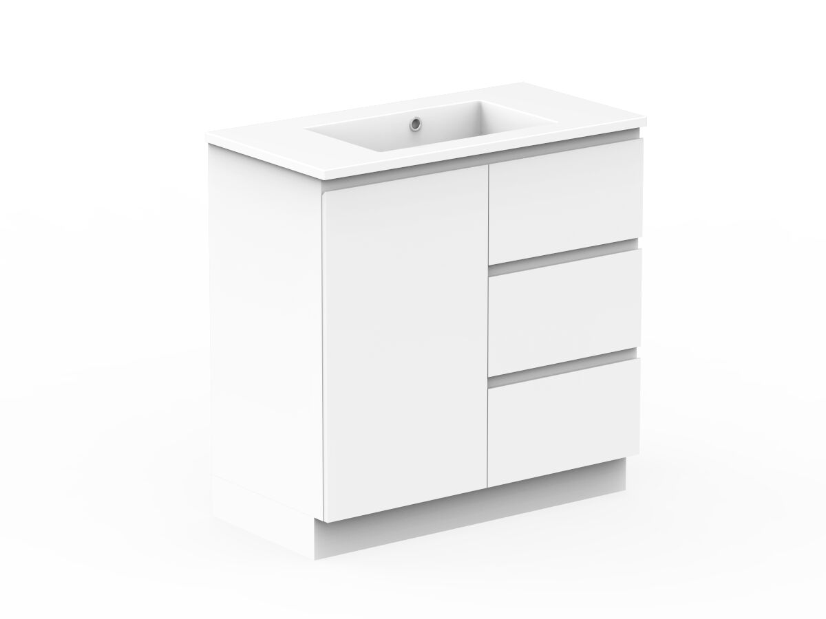 Reece Posh Domaine Conventional 900mm Floor Mounted Vanity Centre Basin Cast Marble Top