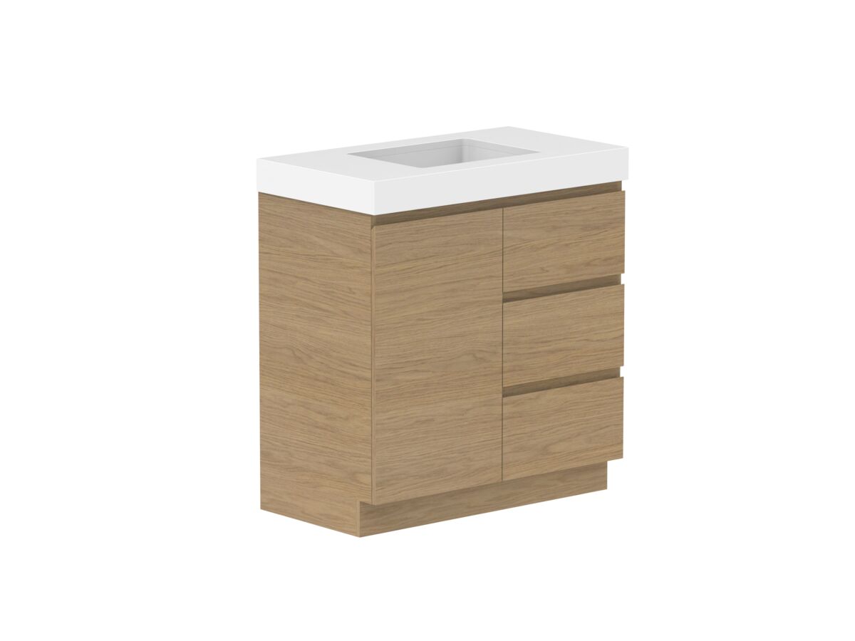Reece Posh Domaine Conventional 900mm Floor Mounted Vanity Centre Basin 90mm Durasein Top
