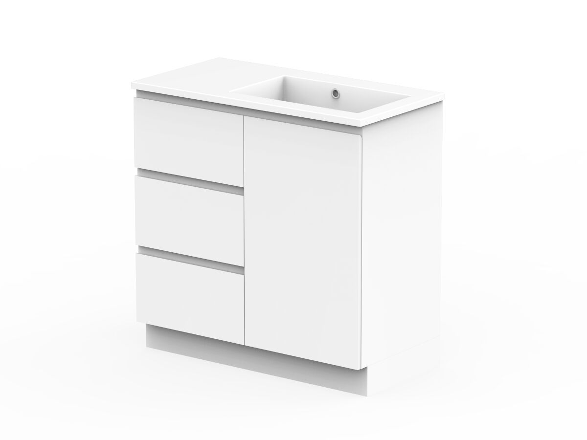 Reece Posh Domaine Conventional 900mm Floor Mounted Vanity Right Hand Basin Cast Marble Top