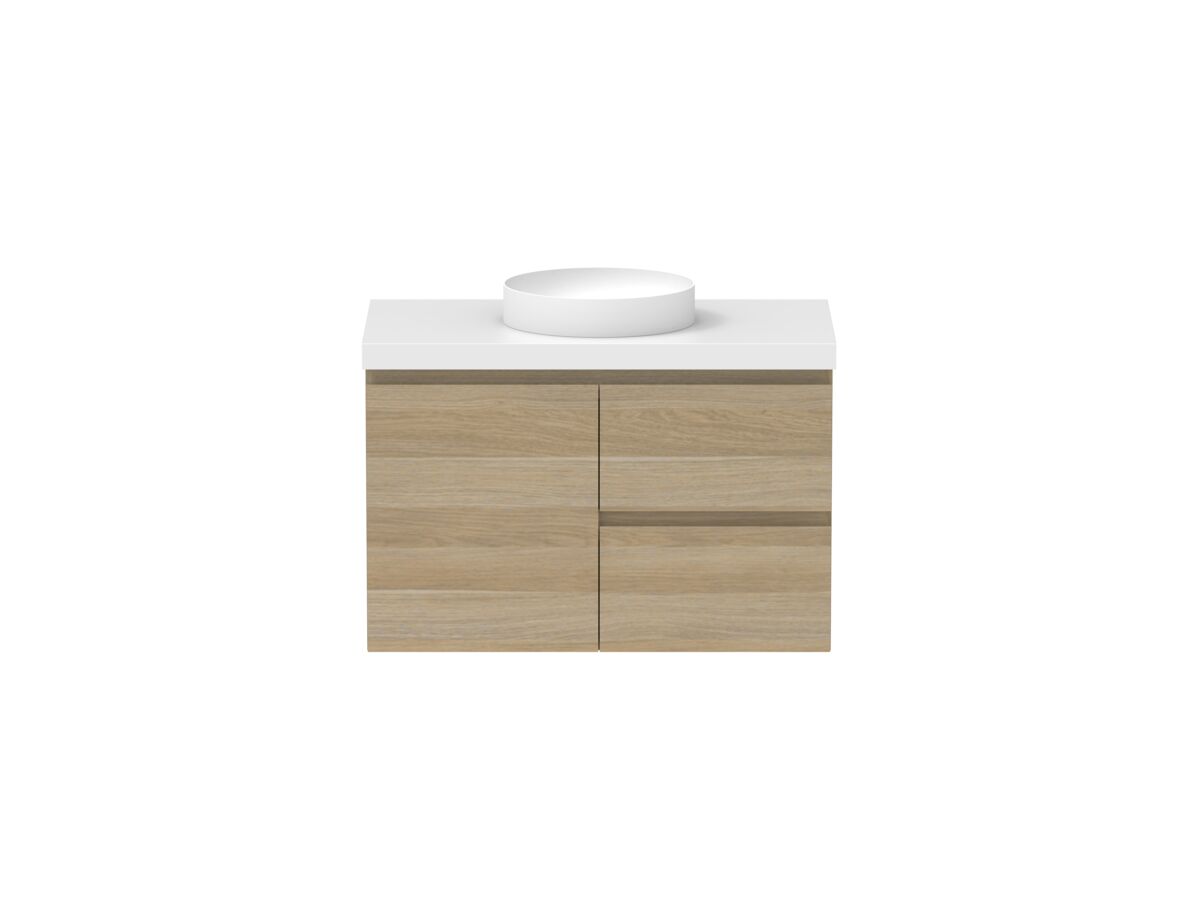 reece Posh Domaine Conventional 900mm Wall Hung Vanity Centre Basin 50mm Cherry Pie Top