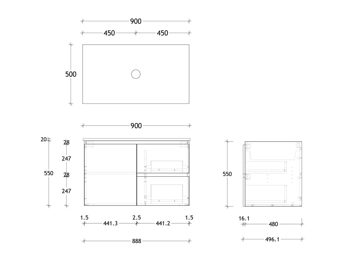 Reece Posh Domaine Conventional 900mm Wall Hung Vanity Centre Basin 20mm Cherry Pie Top