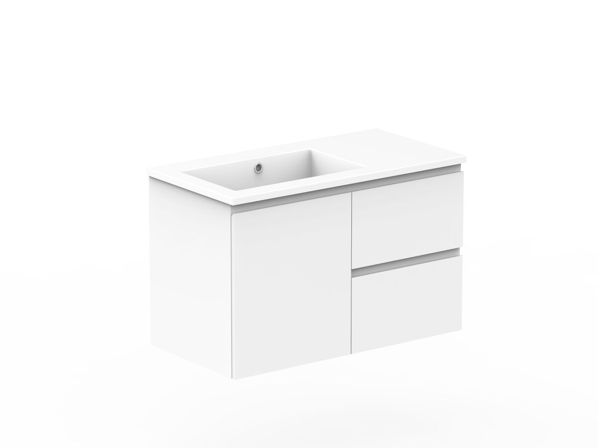 Reece Posh Domaine Conventional 900mm Wall Hung Vanity Left Hand Basin Cast Marble Top