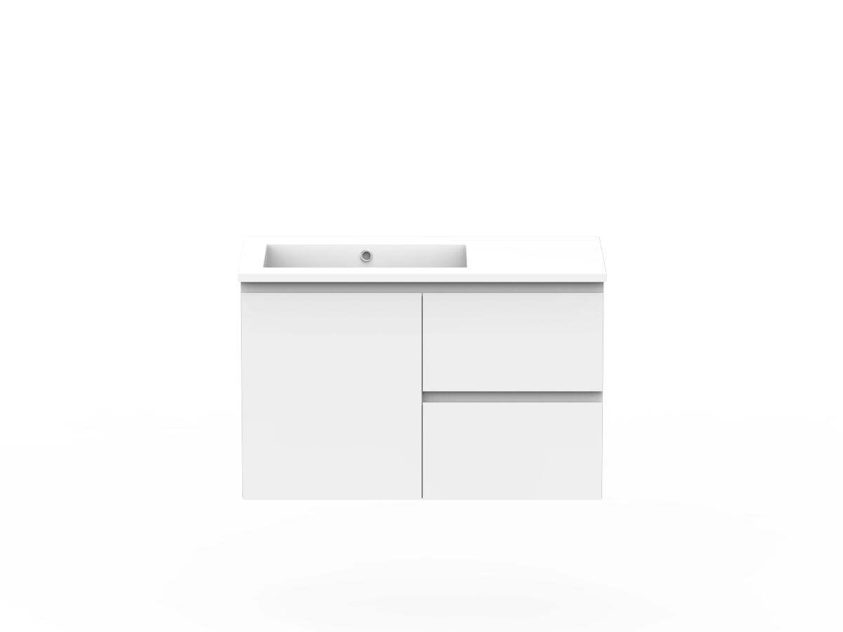 reece Posh Domaine Conventional 900mm Wall Hung Vanity Left Hand Basin Cast Marble Top
