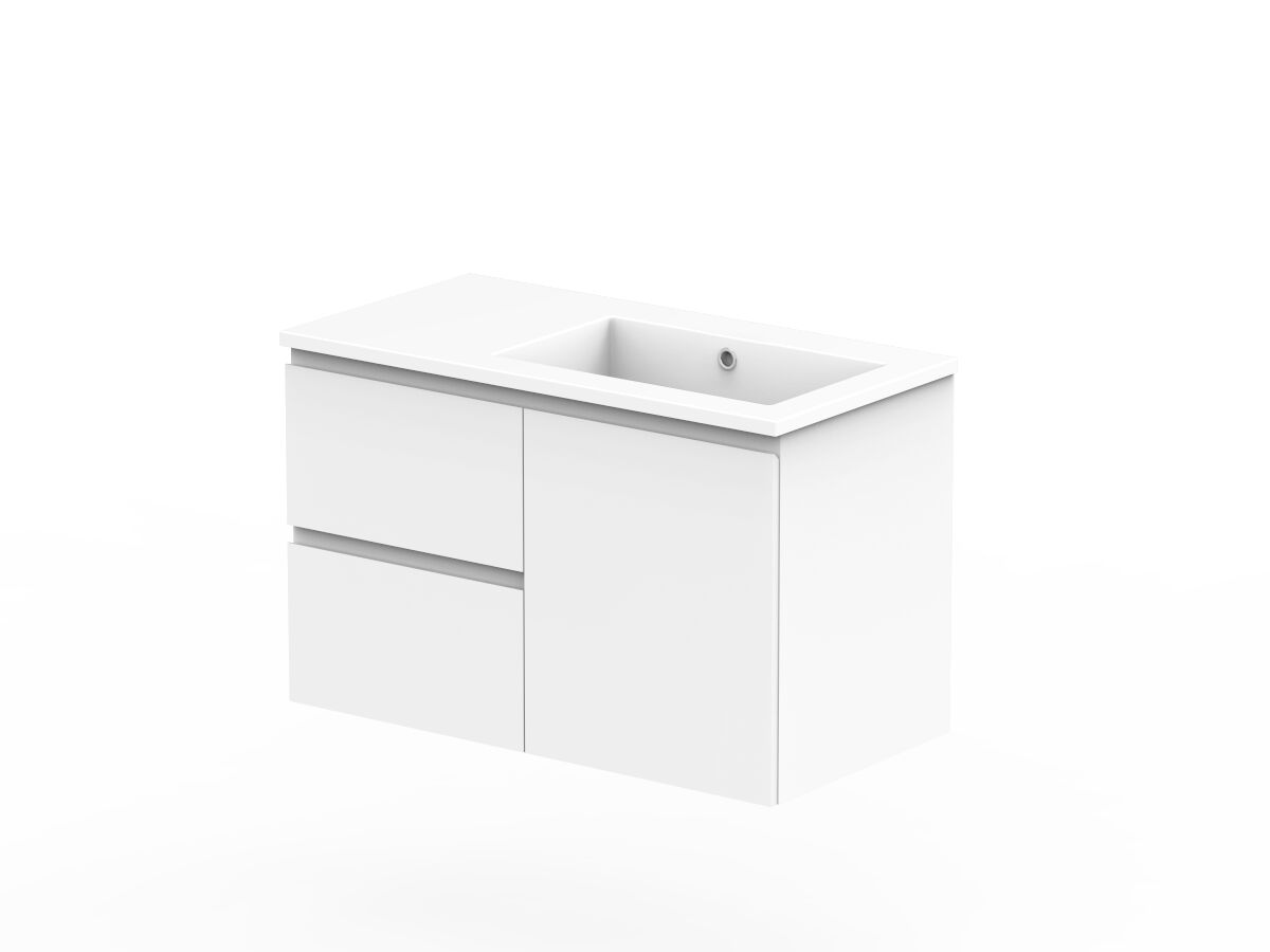 Reece Posh Domaine Conventional 900mm Wall Hung Vanity Right Hand Basin Cast Marble Top