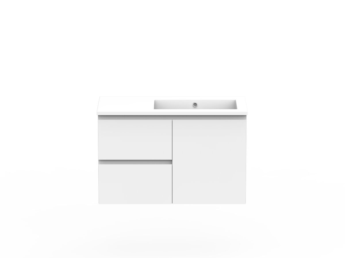 reece Posh Domaine Conventional 900mm Wall Hung Vanity Right Hand Basin Cast Marble Top