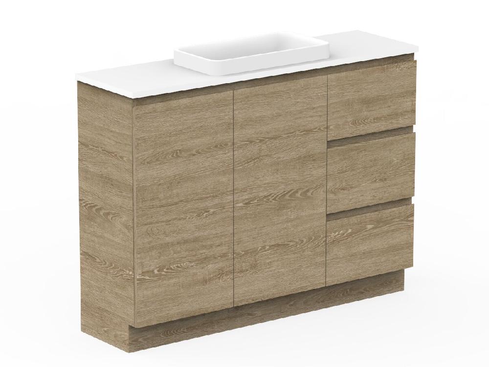 Reece Posh Domaine Ensuite 1200mm Floor Mounted Vanity Centre Basin 20mm Cherry Pie Top