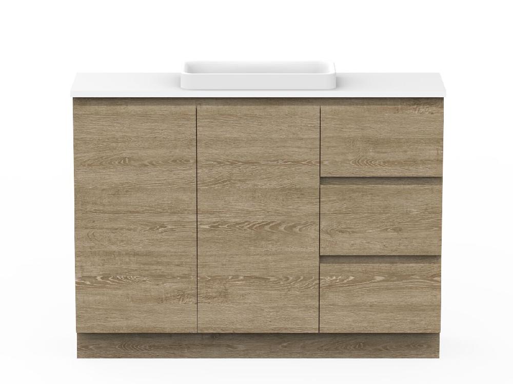 reece Posh Domaine Ensuite 1200mm Floor Mounted Vanity Centre Basin 20mm Cherry Pie Top