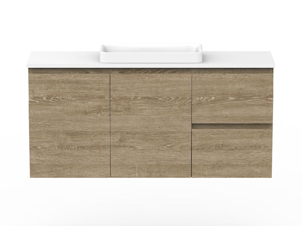 reece Posh Domaine Ensuite 1200mm Wall Hung Vanity Centre Basin 20mm Cherry Pie Top
