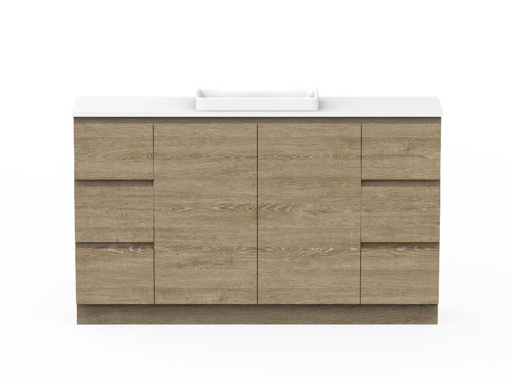 reece Posh Domaine Ensuite 1500mm Floor Mounted Vanity Centre Basin 20mm Cherry Pie Top