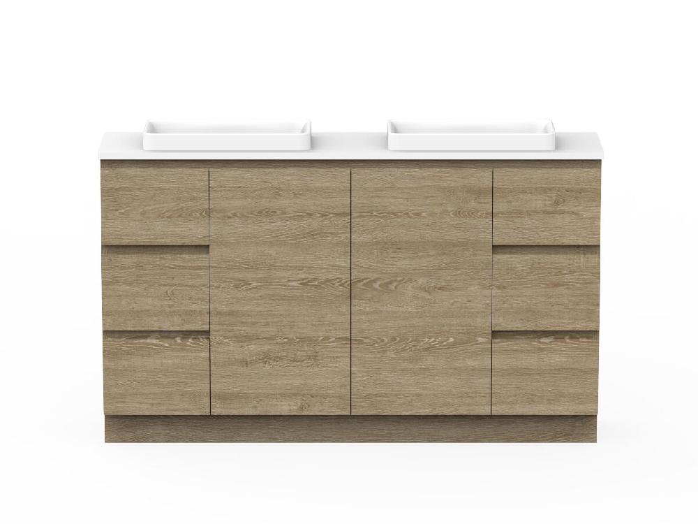 Reece Posh Domaine Ensuite 1500mm Floor Mounted Vanity Double Basin 20mm Cherry Pie Top