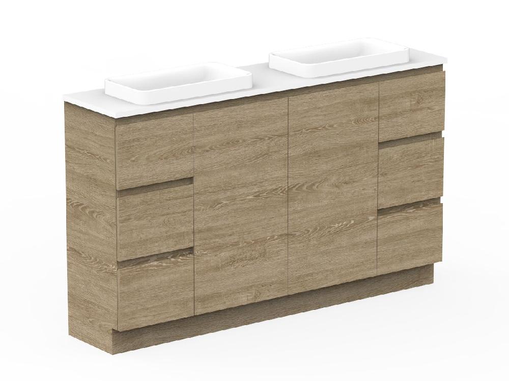 reece Posh Domaine Ensuite 1500mm Floor Mounted Vanity Double Basin 20mm Cherry Pie Top