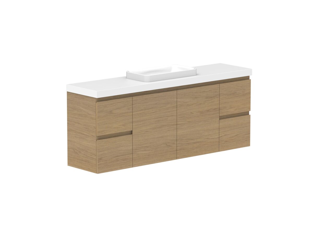 Reece Posh Domaine Ensuite 1500mm Wall Hung Vanity Centre Basin 50mm Cherry Pie Top