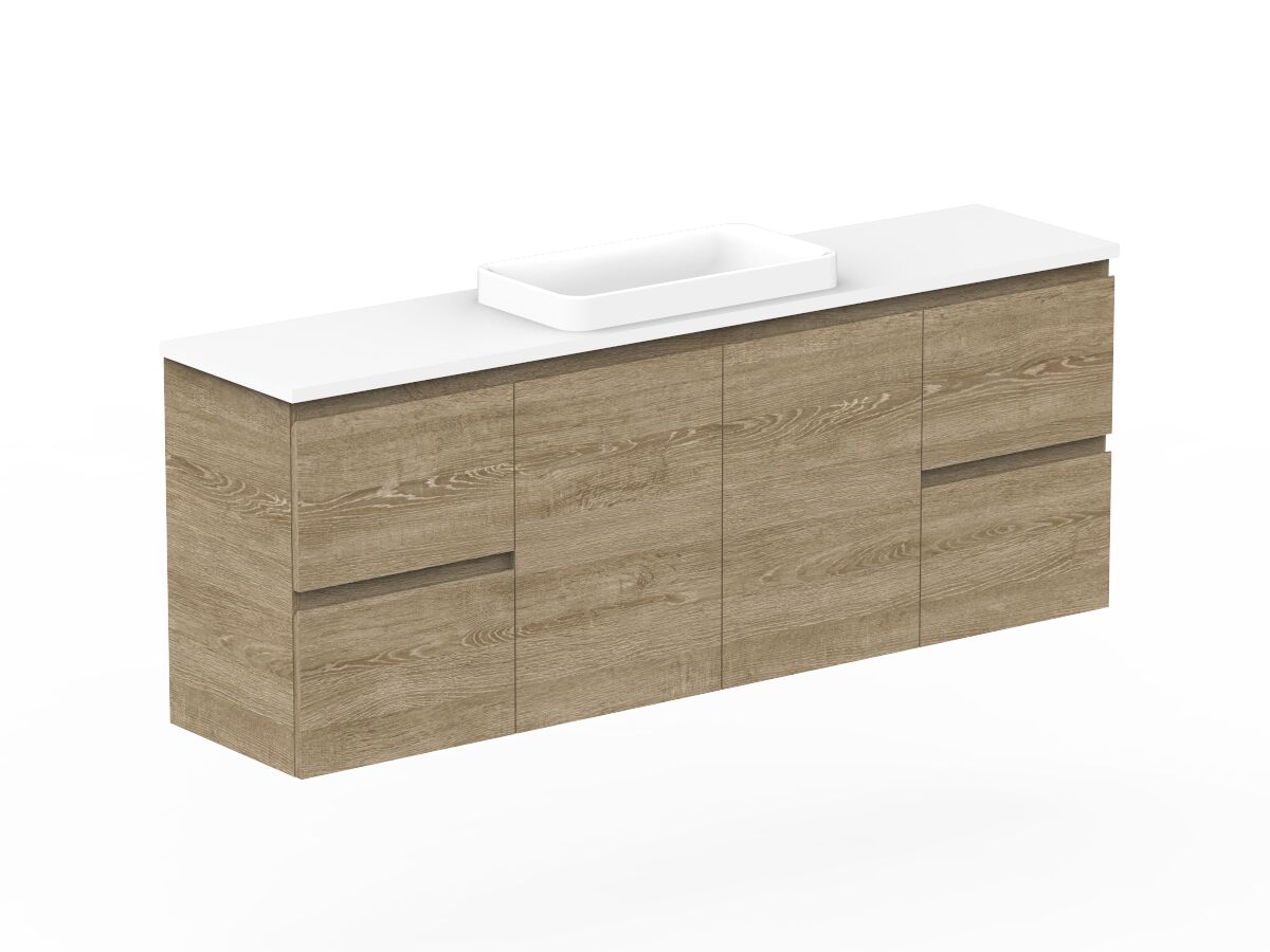 Reece Posh Domaine Ensuite 1500mm Wall Hung Vanity Centre Basin 20mm Cherry Pie Top