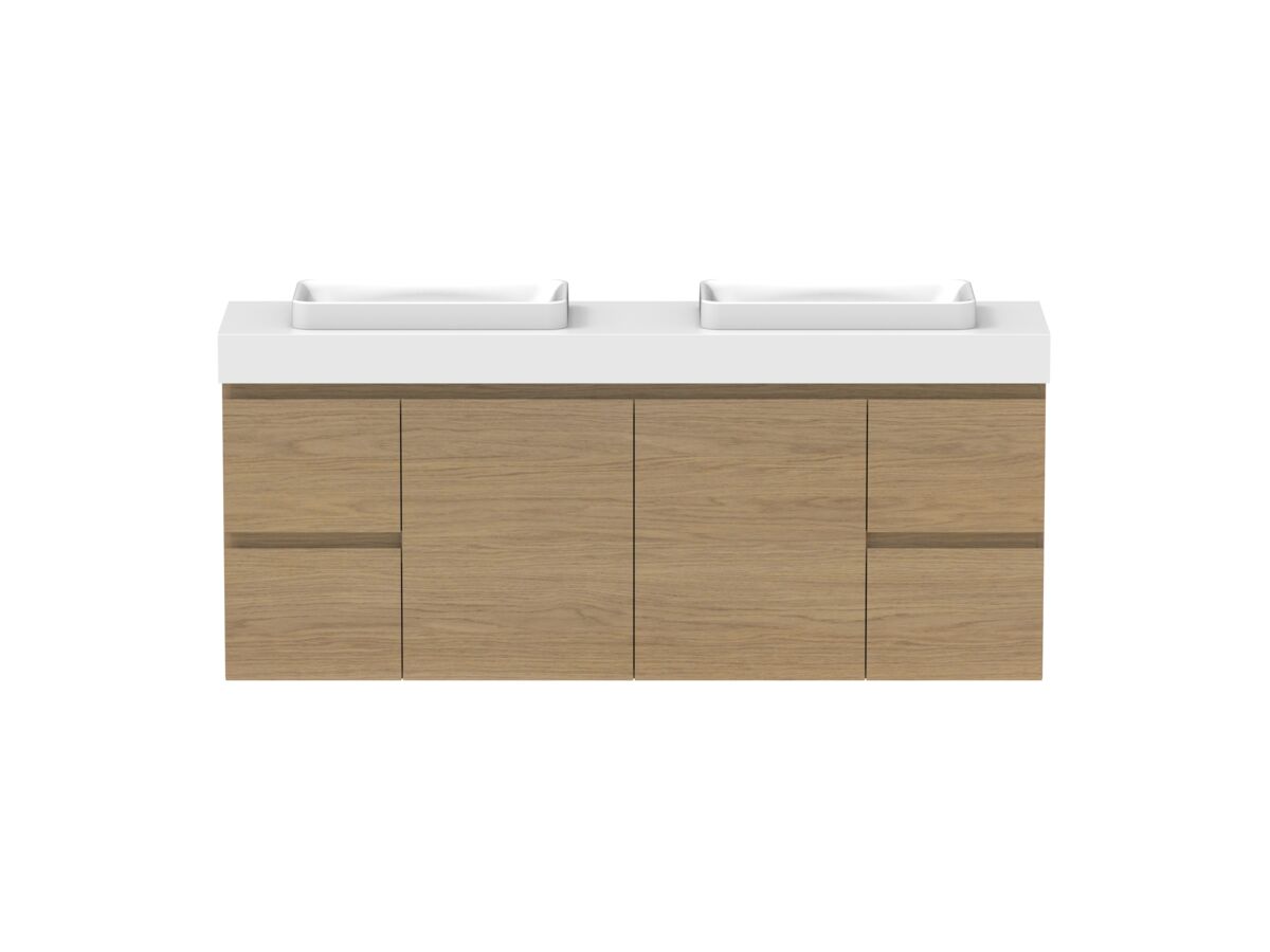 reece Posh Domaine Ensuite 1500mm Wall Hung Vanity Double Basin 90mm Durasein Top