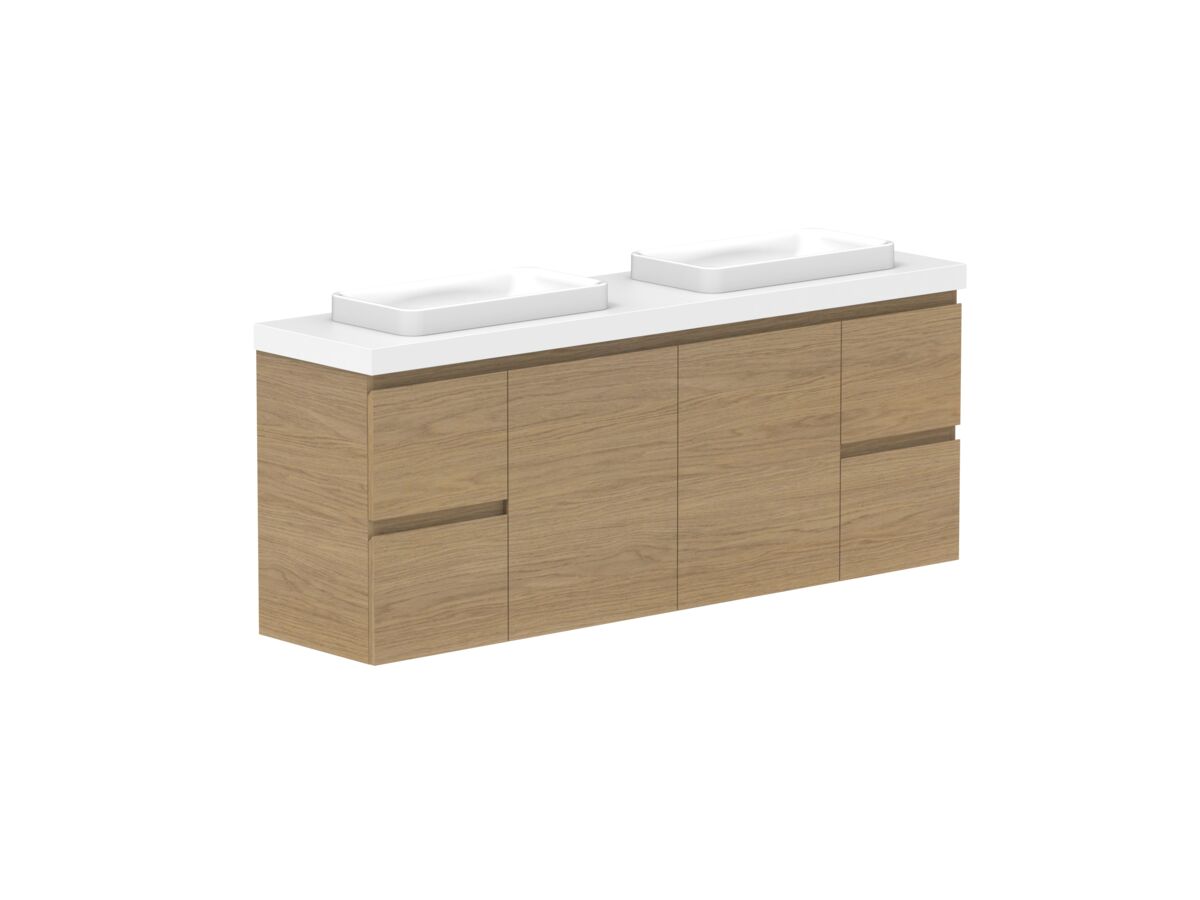 Reece Posh Domaine Ensuite 1500mm Wall Hung Vanity Double Basin 50mm Durasein Top