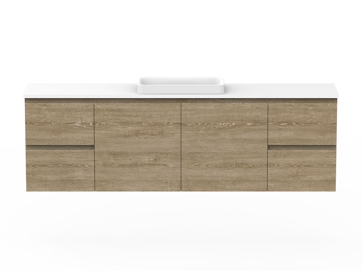 Reece Posh Domaine Ensuite 1800mm Wall Hung Vanity Centre Basin 20mm Cherry Pie Top