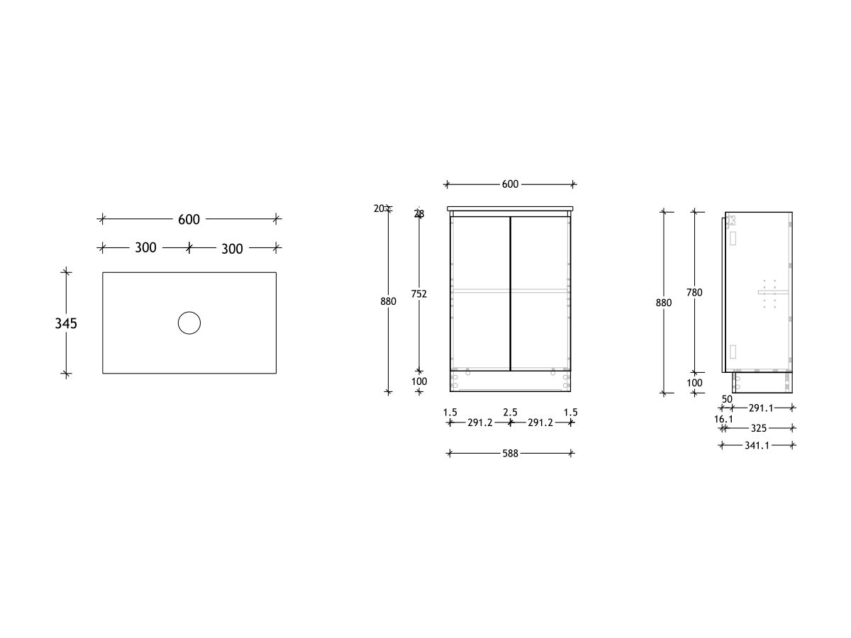 Reece Posh Domaine Ensuite 600mm Floor Mounted Vanity Centre Basin 20mm Cherry Pie Top