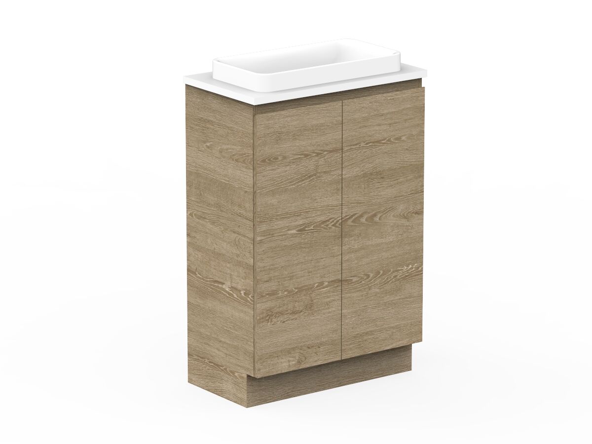 Reece Posh Domaine Ensuite 600mm Floor Mounted Vanity Centre Basin 20mm Cherry Pie Top