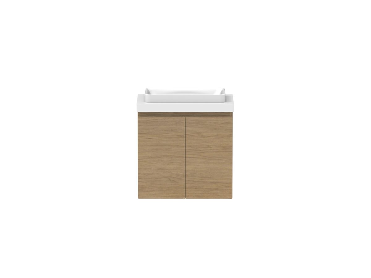 reece Posh Domaine Ensuite 600mm Wall Hung Vanity Centre Basin 50mm Cherry Pie Top