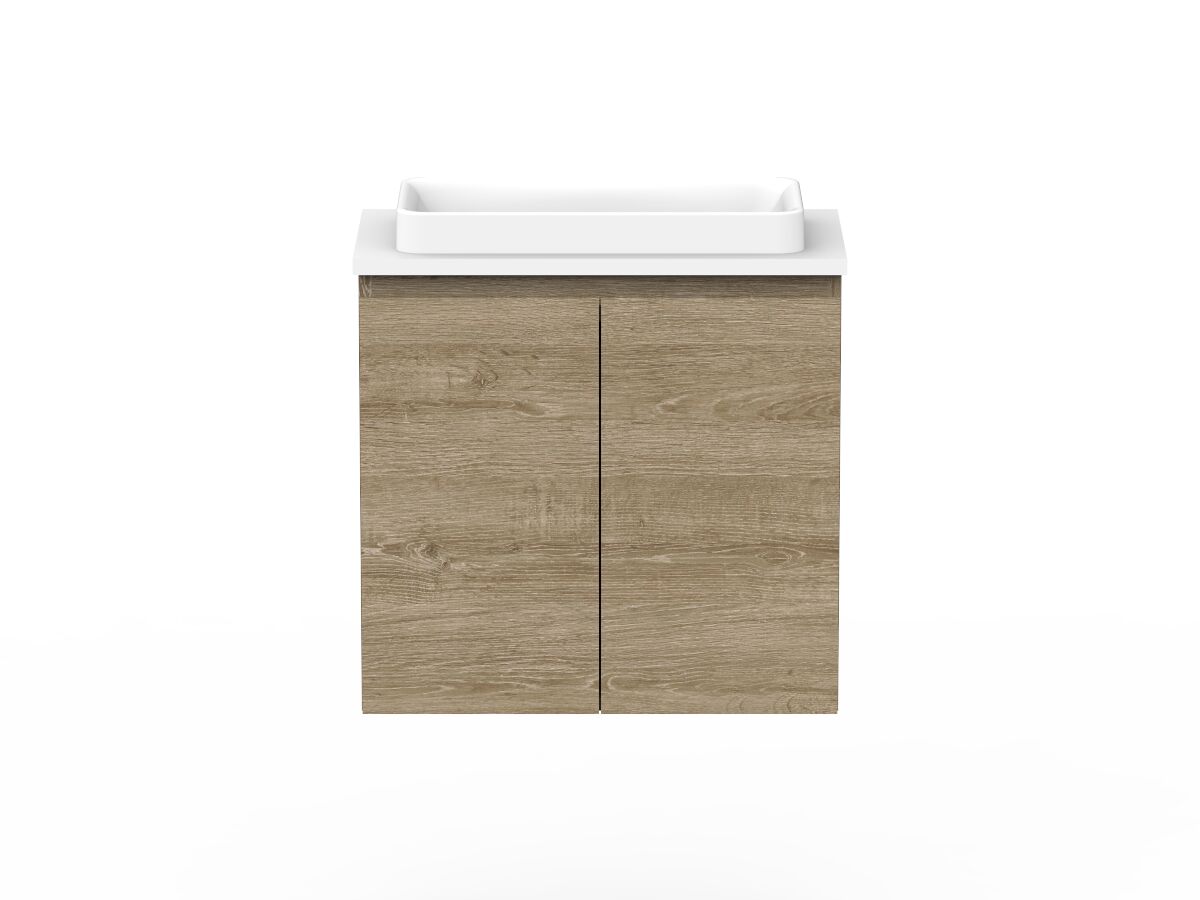reece Posh Domaine Ensuite 600mm Wall Hung Vanity Centre Basin 20mm Cherry Pie Top