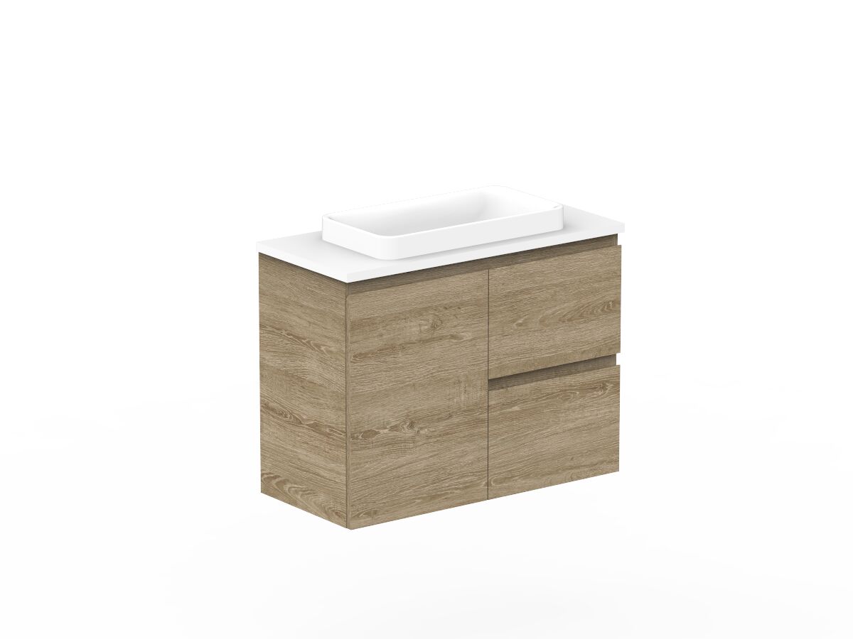 Reece Posh Domaine Ensuite 750mm Wall Hung Vanity Centre Basin 20mm Cherry Pie Top