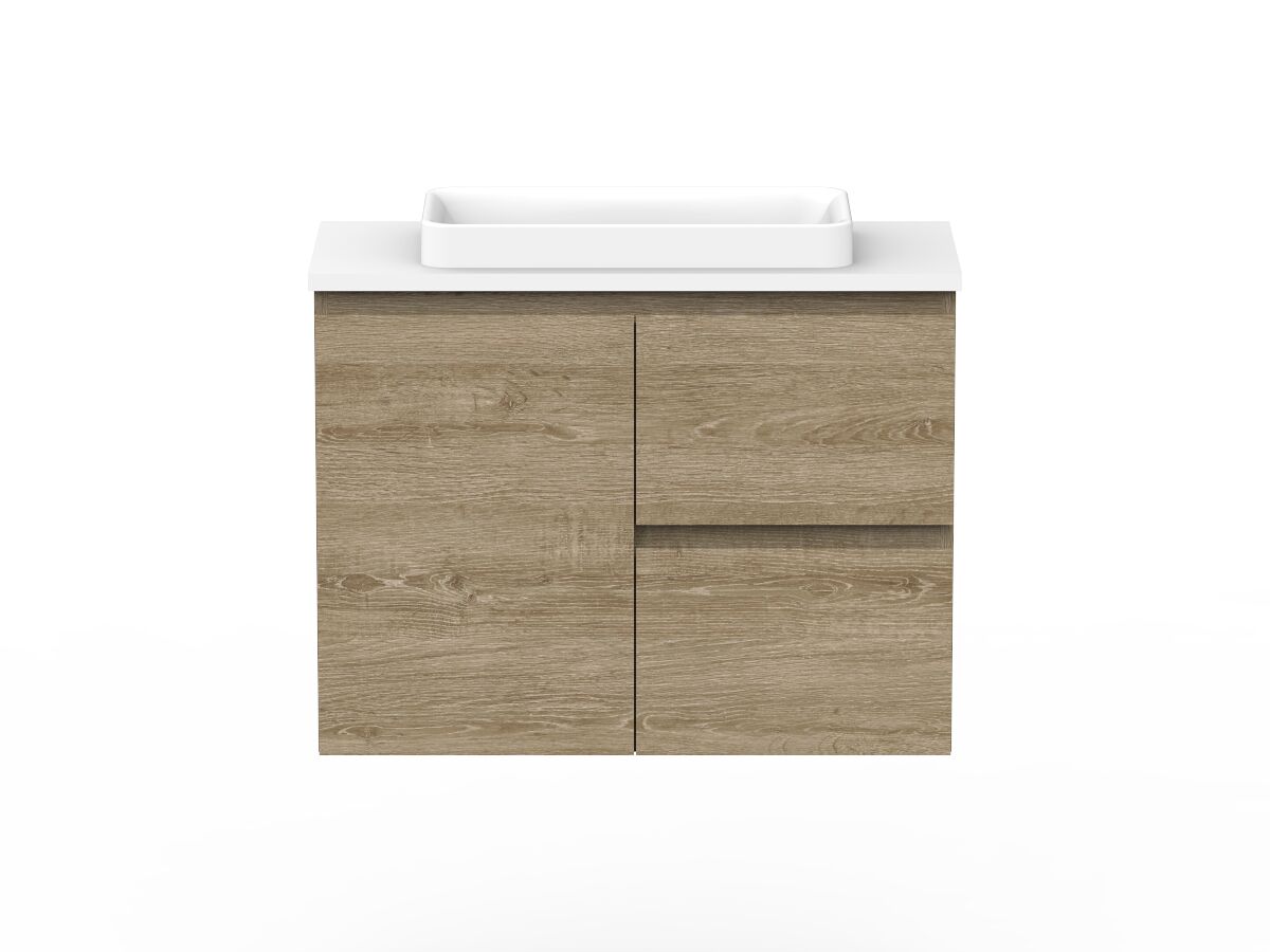 reece Posh Domaine Ensuite 750mm Wall Hung Vanity Centre Basin 20mm Cherry Pie Top