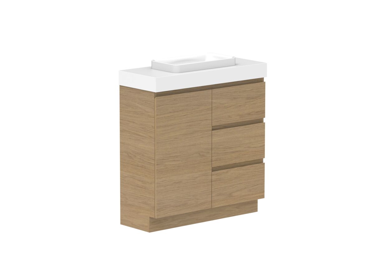 Reece Posh Domaine Ensuite 900mm Floor Mounted Vanity Centre Basin 90mm Durasein Top
