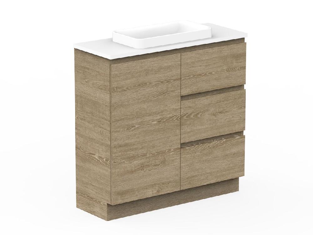 Reece Posh Domaine Ensuite 900mm Floor Mounted Vanity Centre Basin 20mm Cherry Pie Top