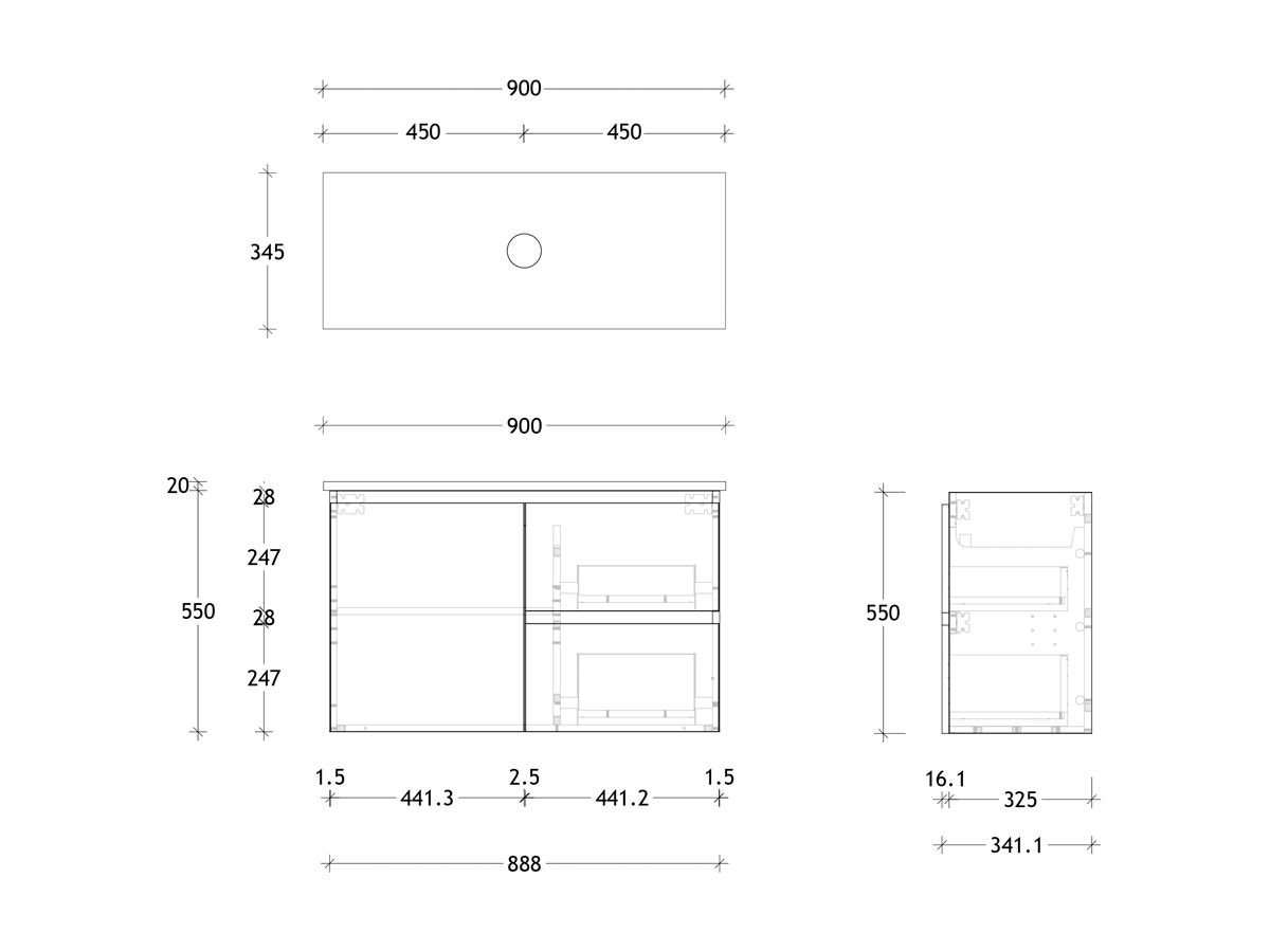 Reece Posh Domaine Ensuite 900mm Wall Hung Vanity Centre Basin 20mm Cherry Pie Top
