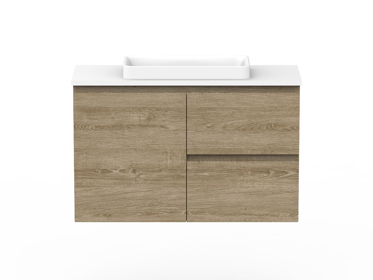 reece Posh Domaine Ensuite 900mm Wall Hung Vanity Centre Basin 20mm Cherry Pie Top