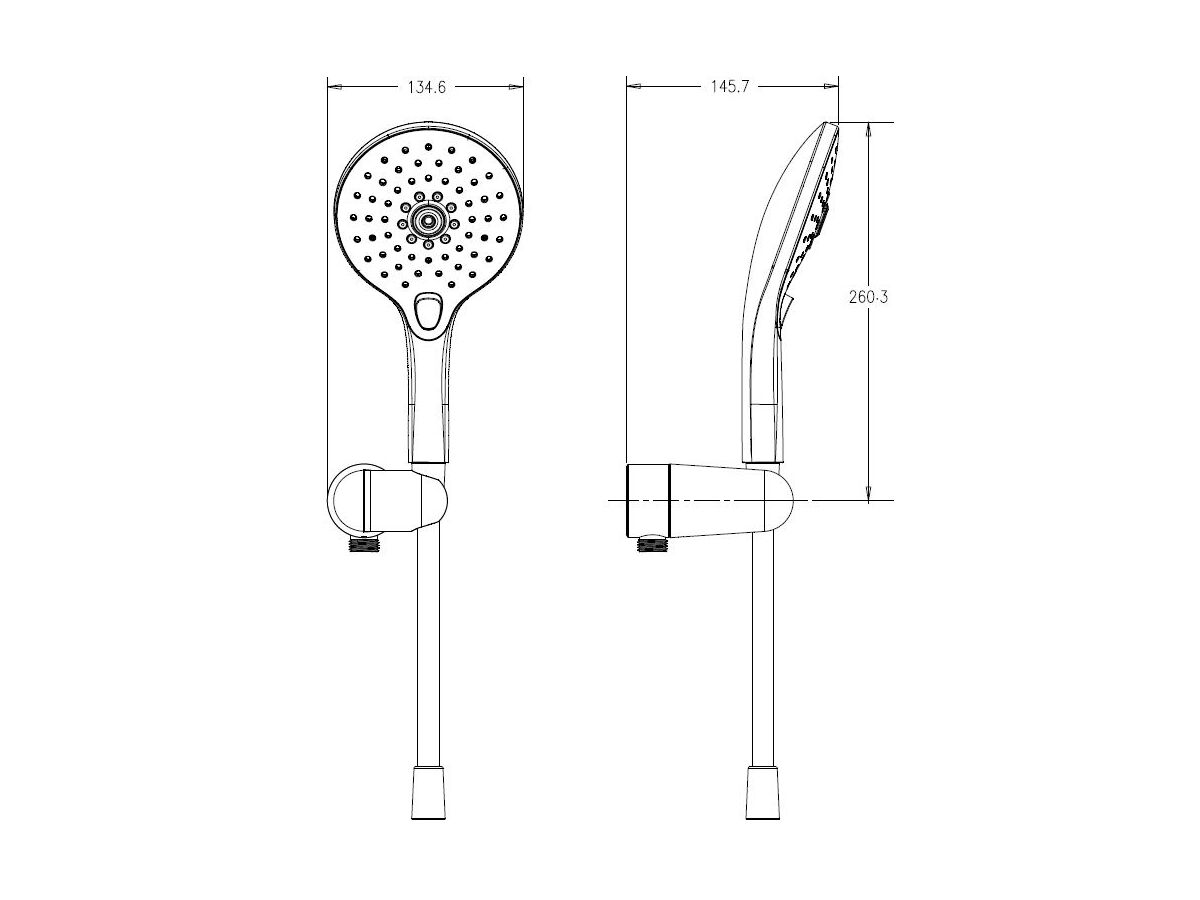 Reece Posh Domaine Handshower With Water Inlet Wall Bracket 3 Functions Brushed Nickel (4 Star)