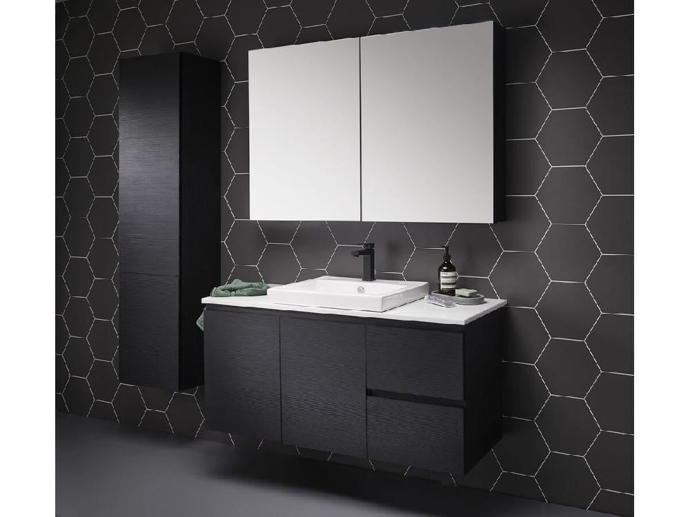 Reece Posh Domaine Plus 750mm X 800mm Shaving Cabinet Graphite Interior LED 2 Door