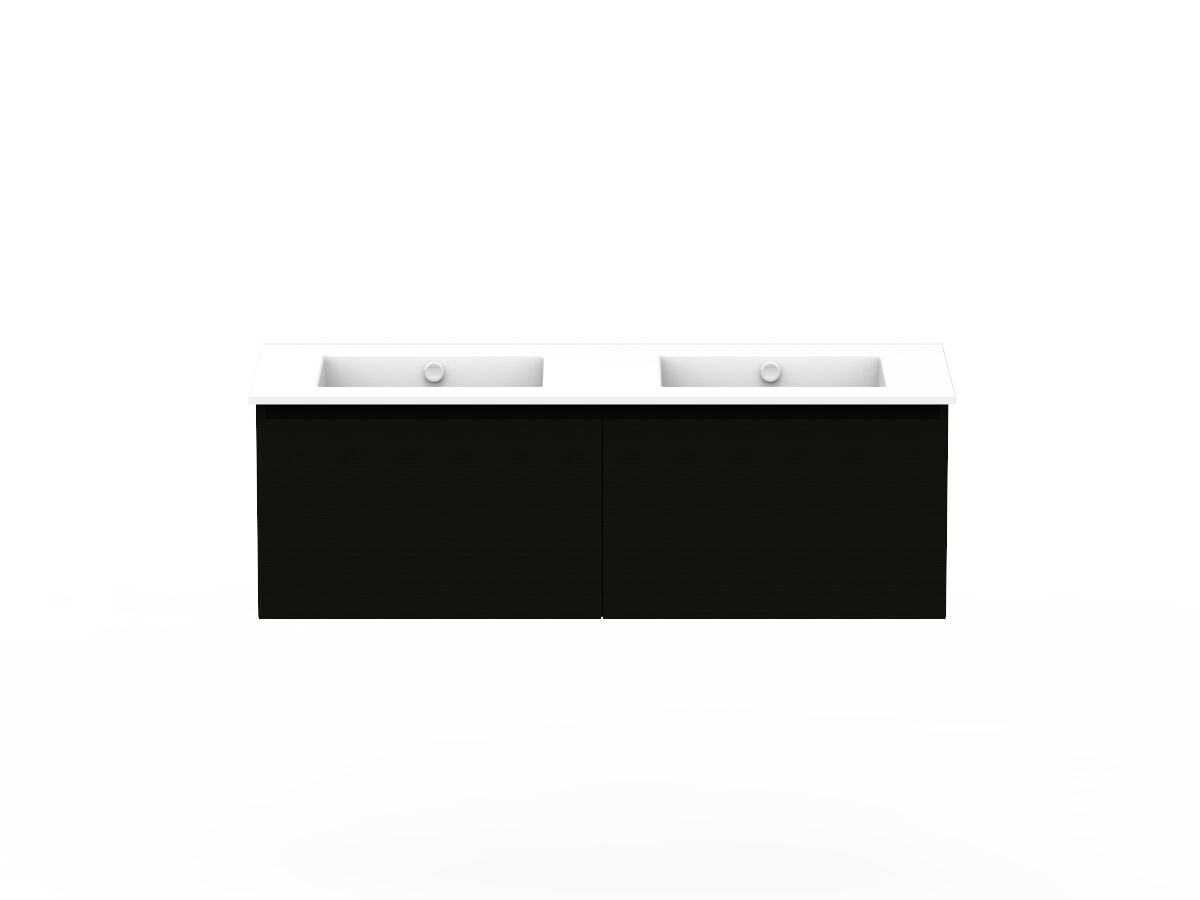 reece Posh Domaine Plus All Drawer 1200mm Wall Hung Vanity Double Basin Ceramic Top