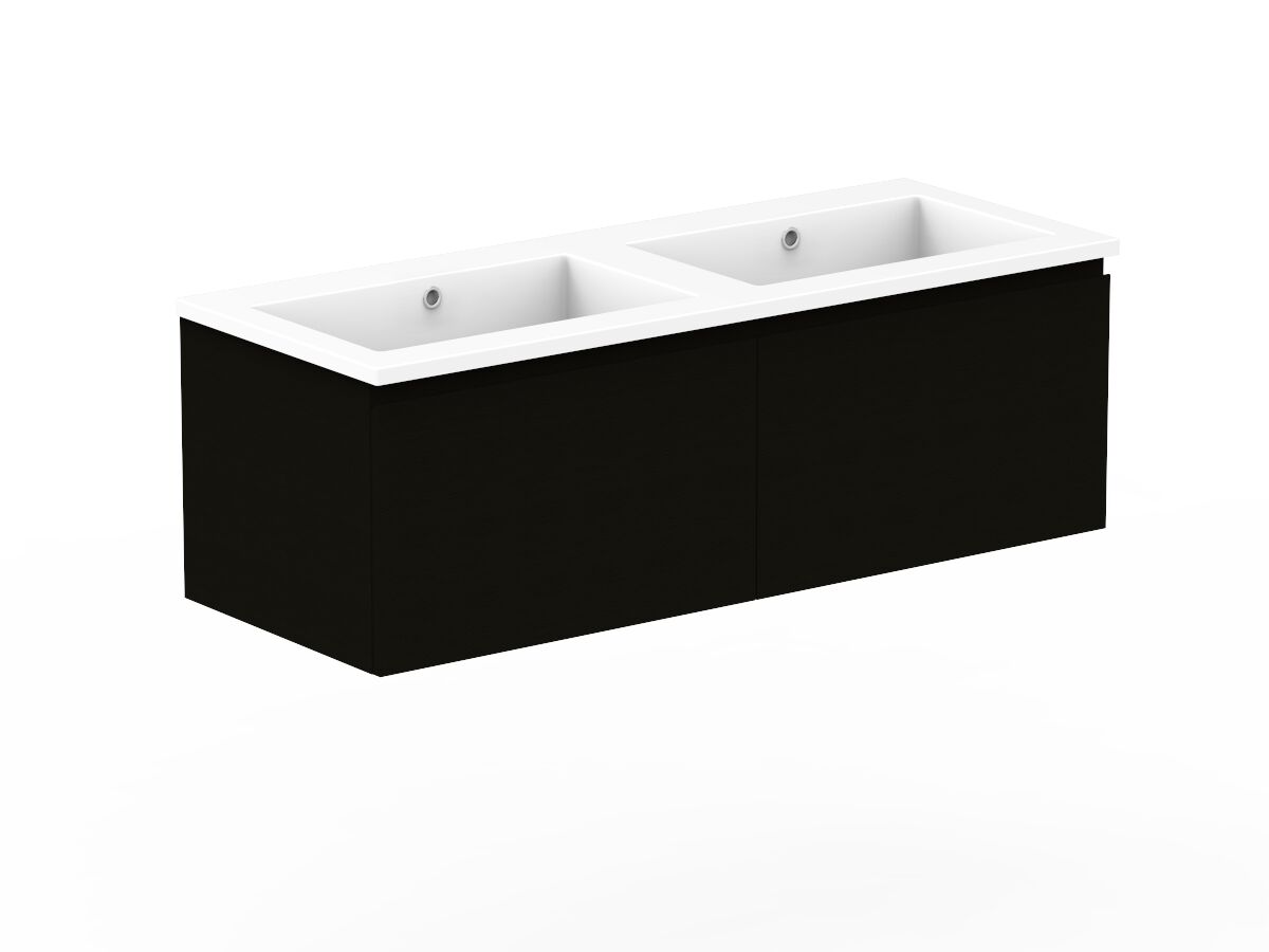 Reece Posh Domaine Plus All Drawer 1200mm Wall Hung Vanity Double Basin Cast Marble Top